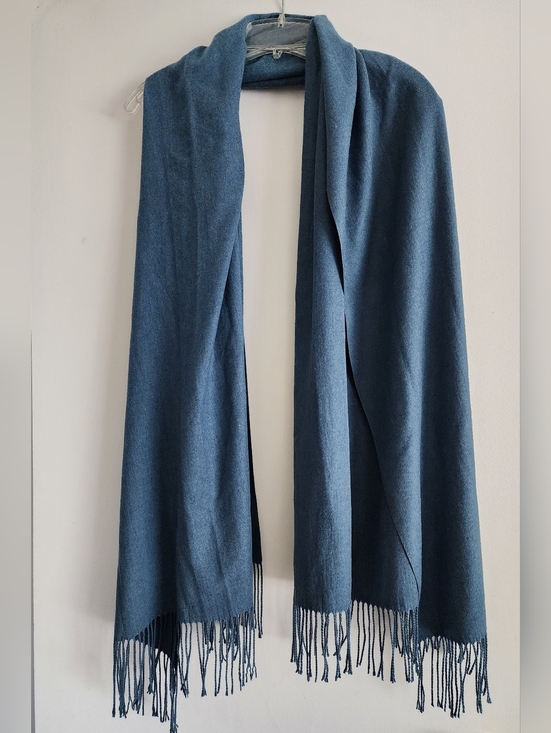 Accessories - Pashmina Style Wool Silk Scarf - Slate Blue
